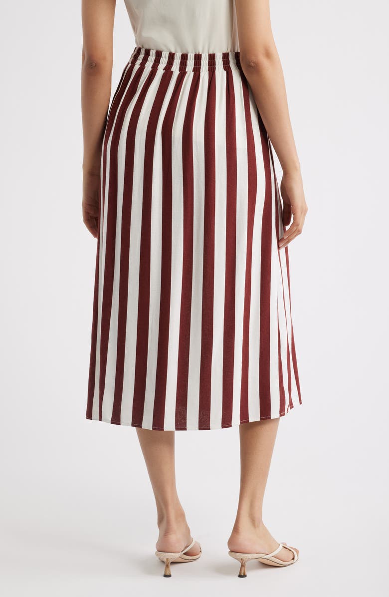 Bobeau Stripe A-Line Skirt, Alternate, color, Ivory Brandy Brown Stripe