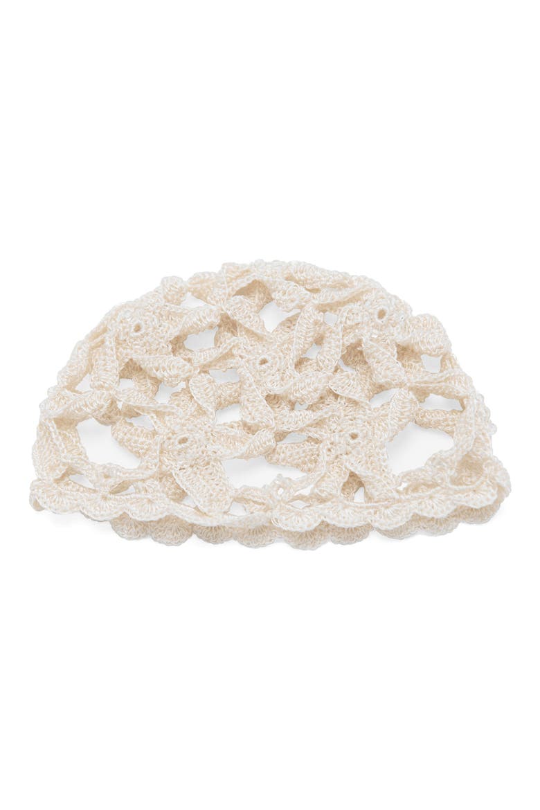 Star Design Crochet Hat, Main, color, ECRU