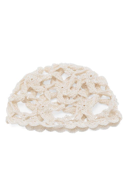 Mango Star Design Crochet Hat In White
