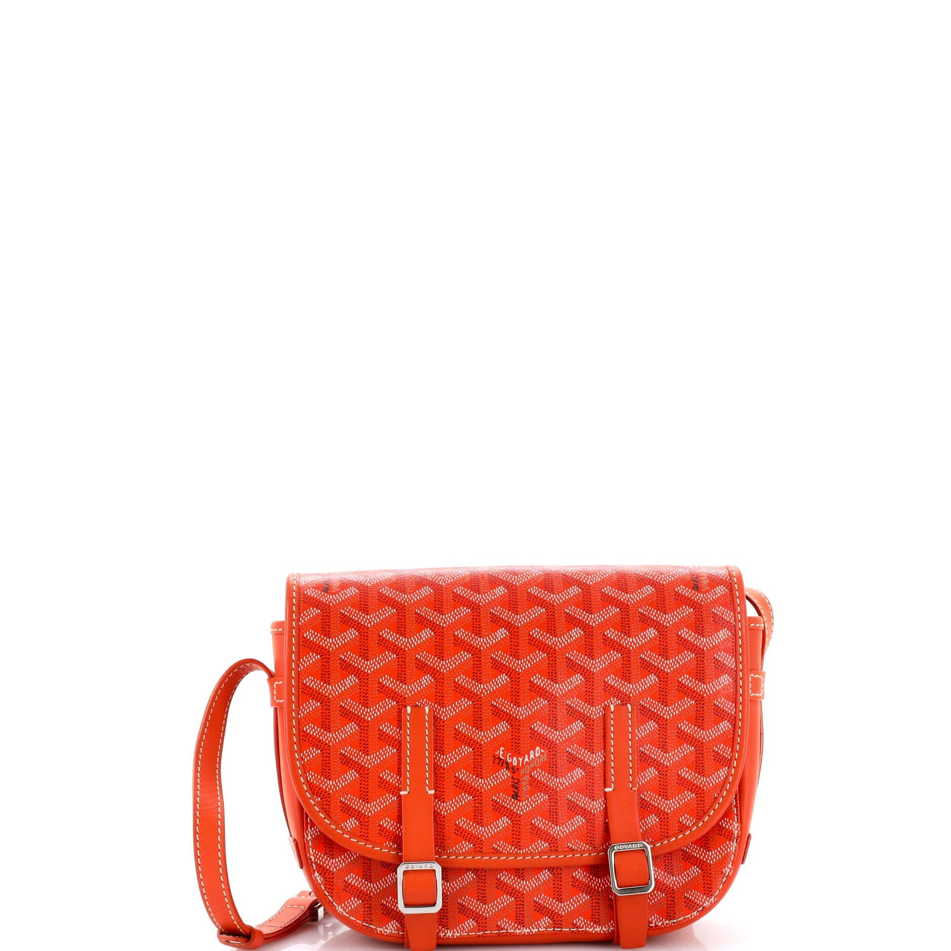 Pre-Owned Goyard Belvedere Messenger Bag Coated Canvas with Leather PM, Main, color, Orange