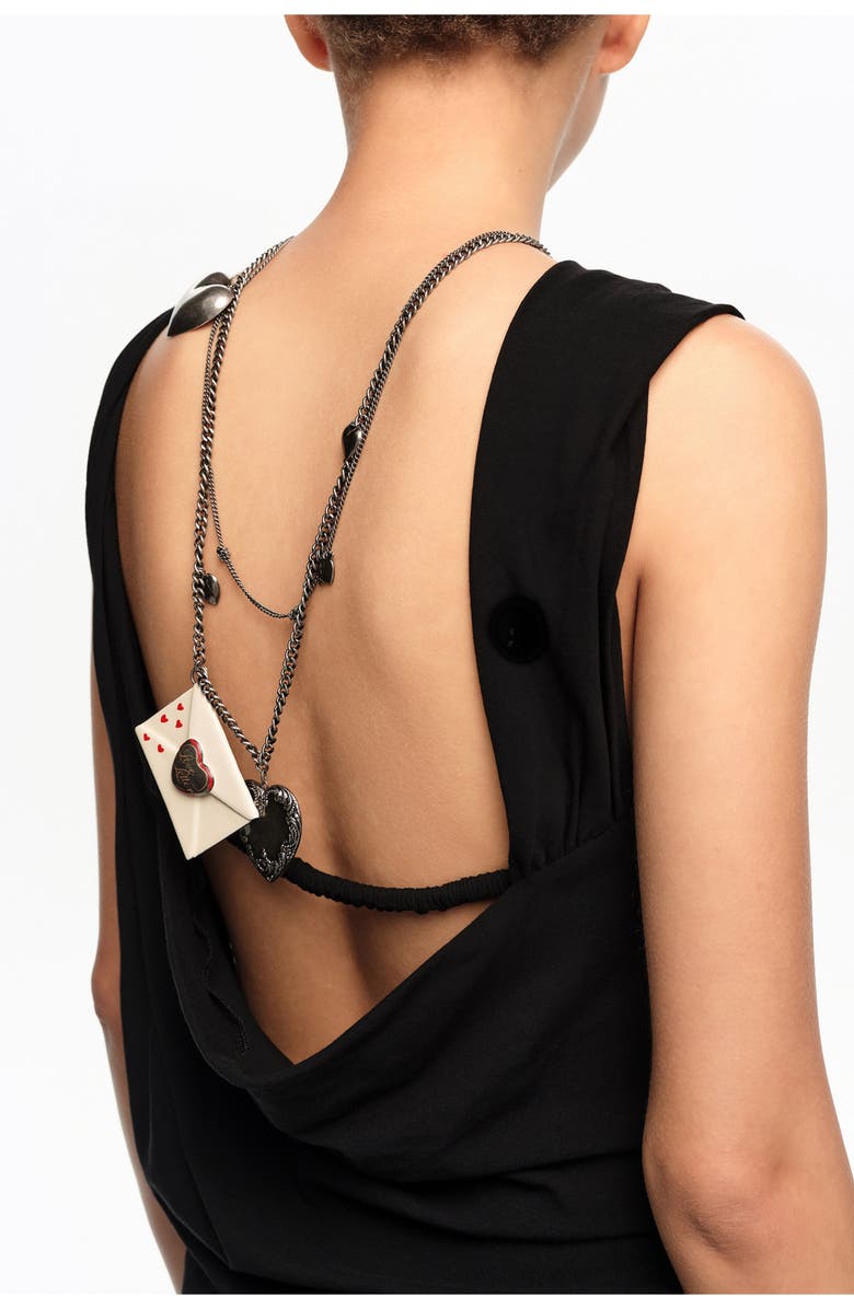 Bimba y Lola Aged Love Letter Necklace, Alternate, color, Dark Silver