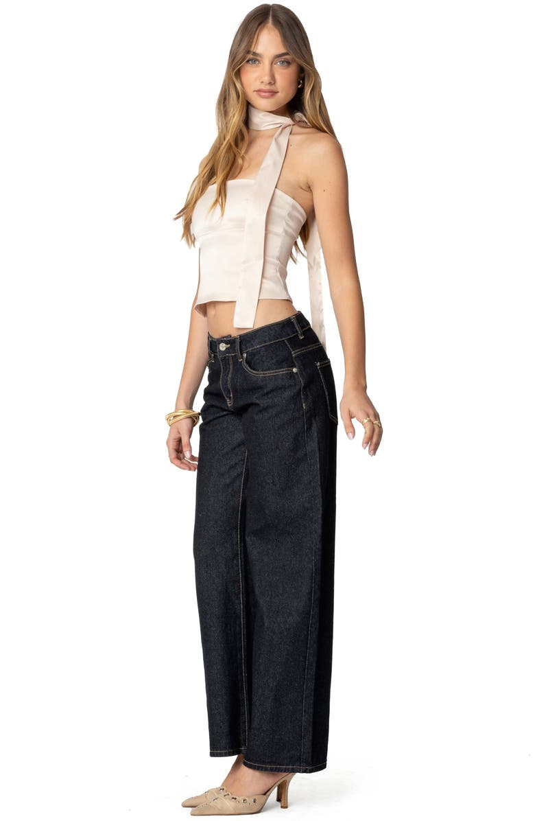 EDIKTED Satin Tube Top & Scarf Set, Alternate, color, Champagne