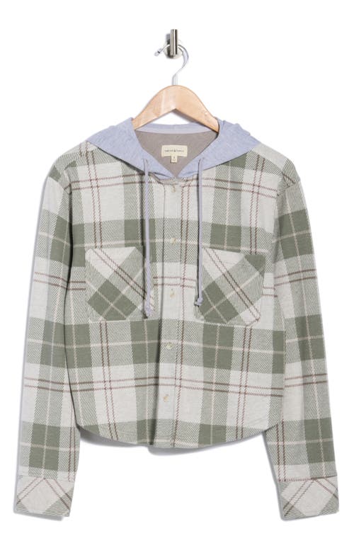 Thread & Supply Plaid Hooded Shirt Jacket In White