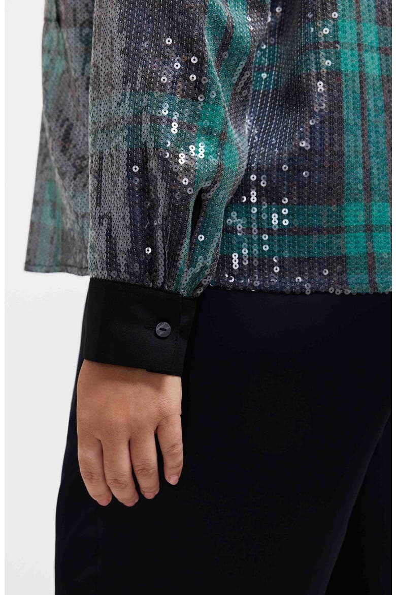 Marina Sequin Button-Up Shirt, Alternate, color, NAVY BLUE/ MULTI