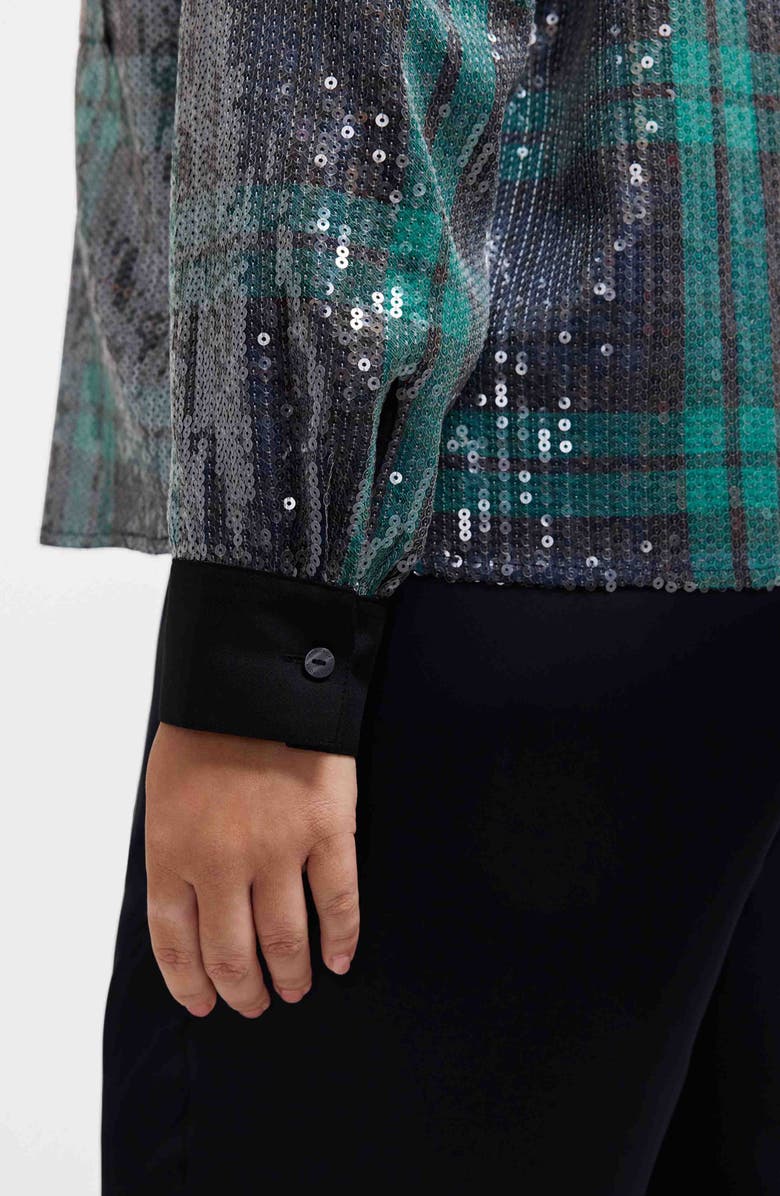 Foxcroft Marina Sequin Button-Up Shirt, Alternate, color, Navy Blue/ Multi