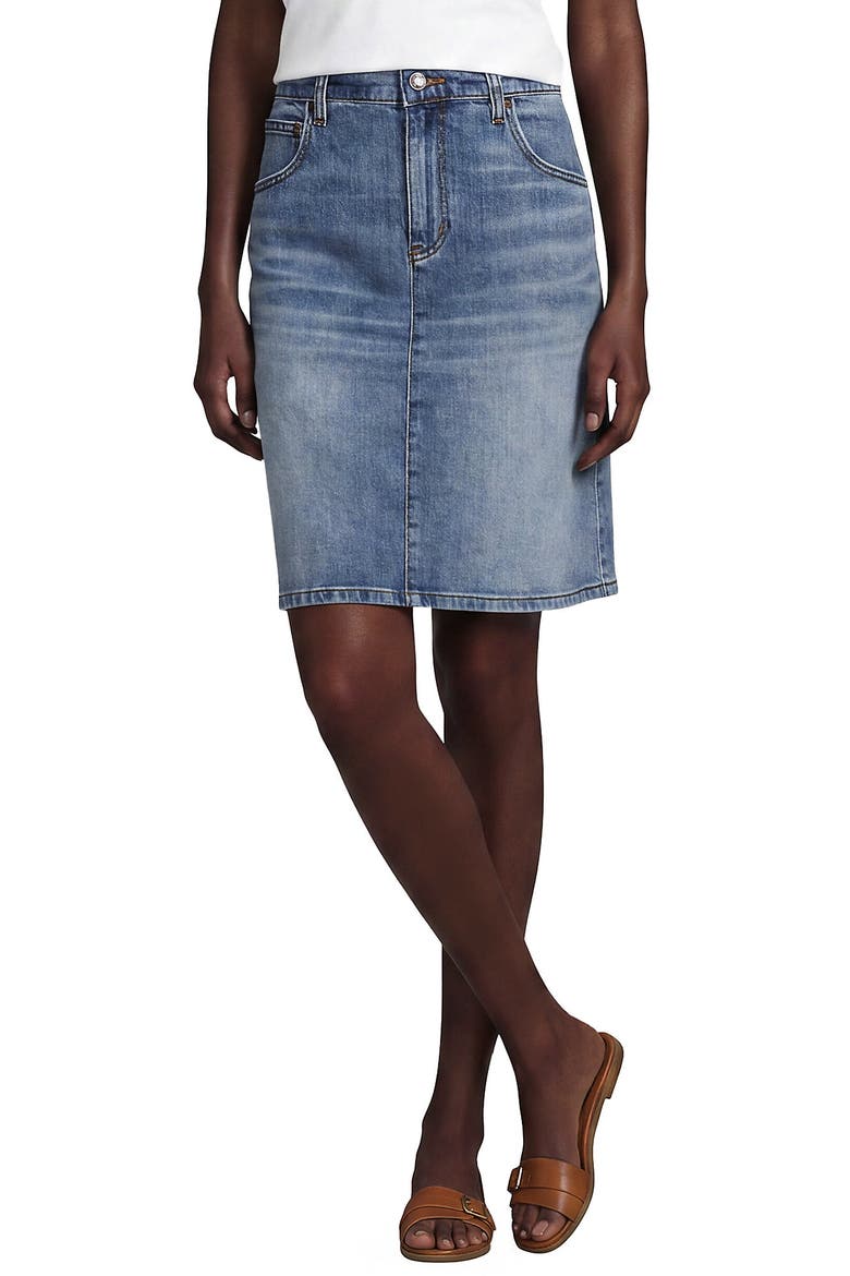 Soft Denim Classic 5 Pocket Above the Knee Skirt, Alternate, color, Medium Bay Blue Wash