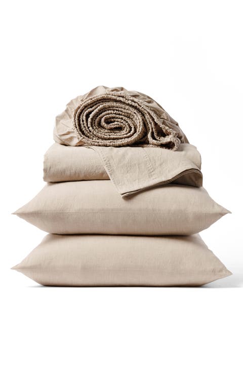 Crinkled Organic Cotton Percale Sheet Set