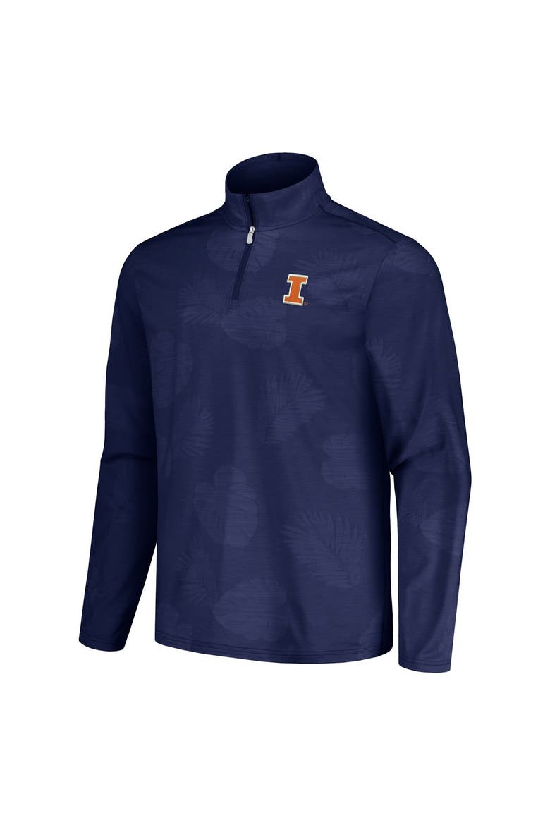 Men's Tommy Bahama Navy Illinois Fighting Illini Delray Frond IslandZone Half-Zip Jacket, Alternate, color, Navy