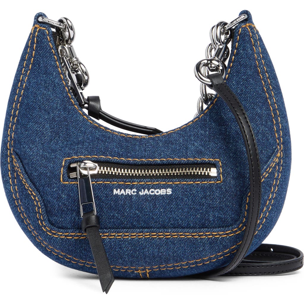 MARC JACOBS MARC JACOBS DENIM CRUISER MINI CRESCENT CROSSBODY BAG