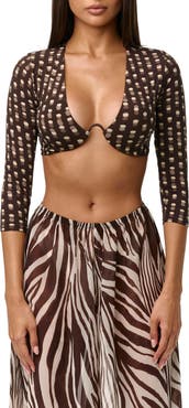Naked Wardrobe Polka Dot Plunge U-Wire Crop Top