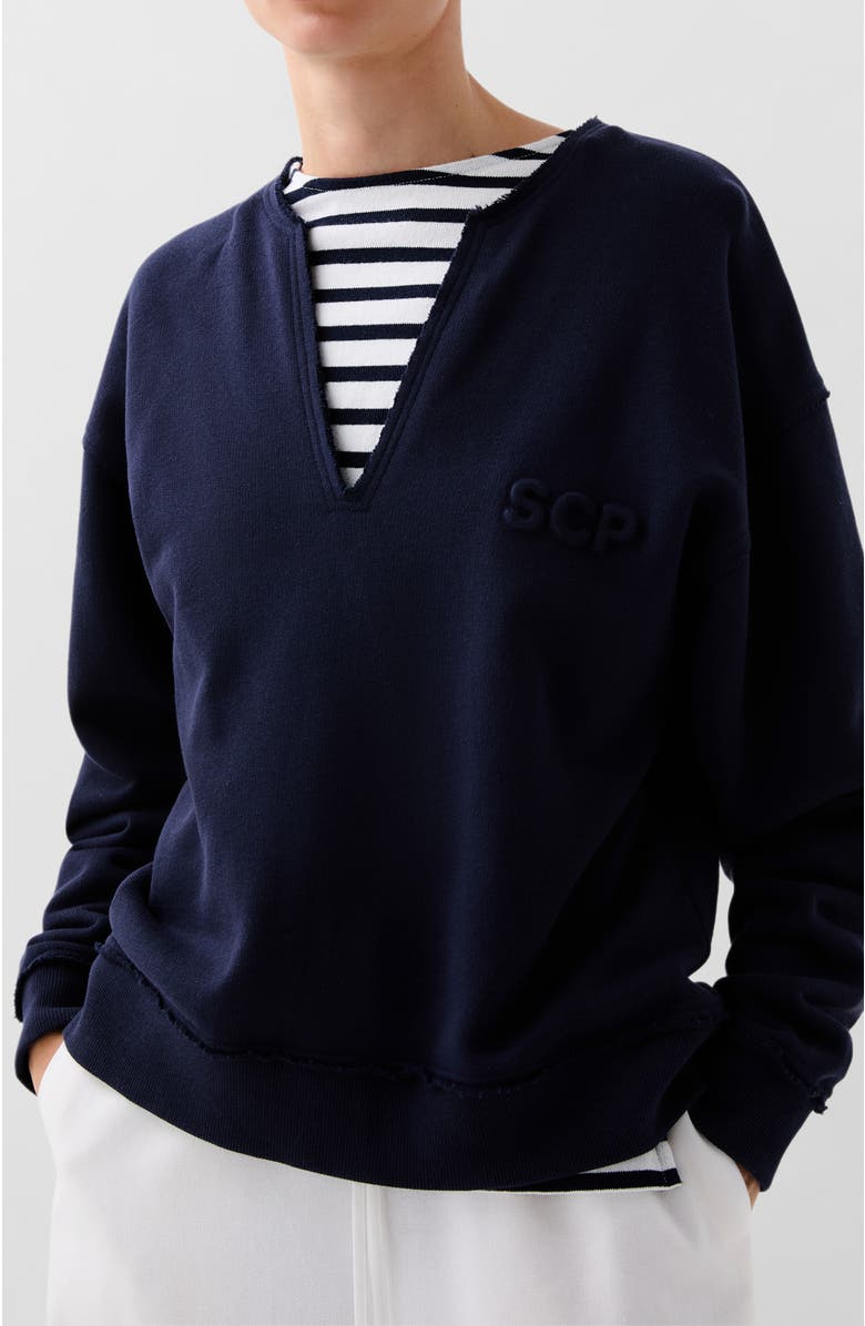 Scalpers V Embossed Sweater, Main, color, Navy