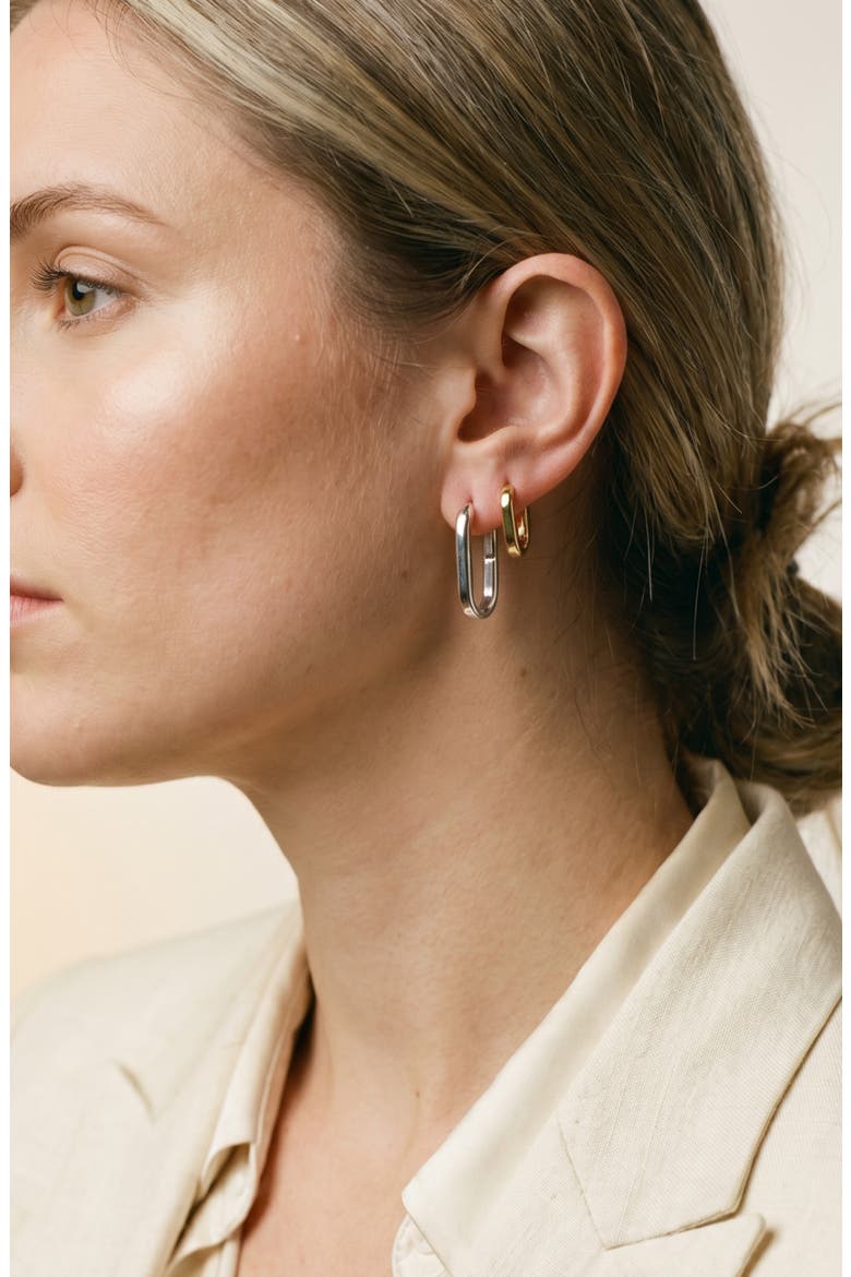 Oblong Set of 2 Earrings, Alternate, color, TWO TONE