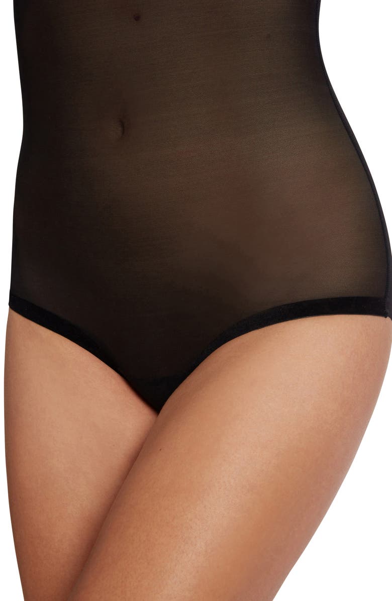 Wolford Tulle Control High Waist Shaper Briefs, Alternate, color, Black