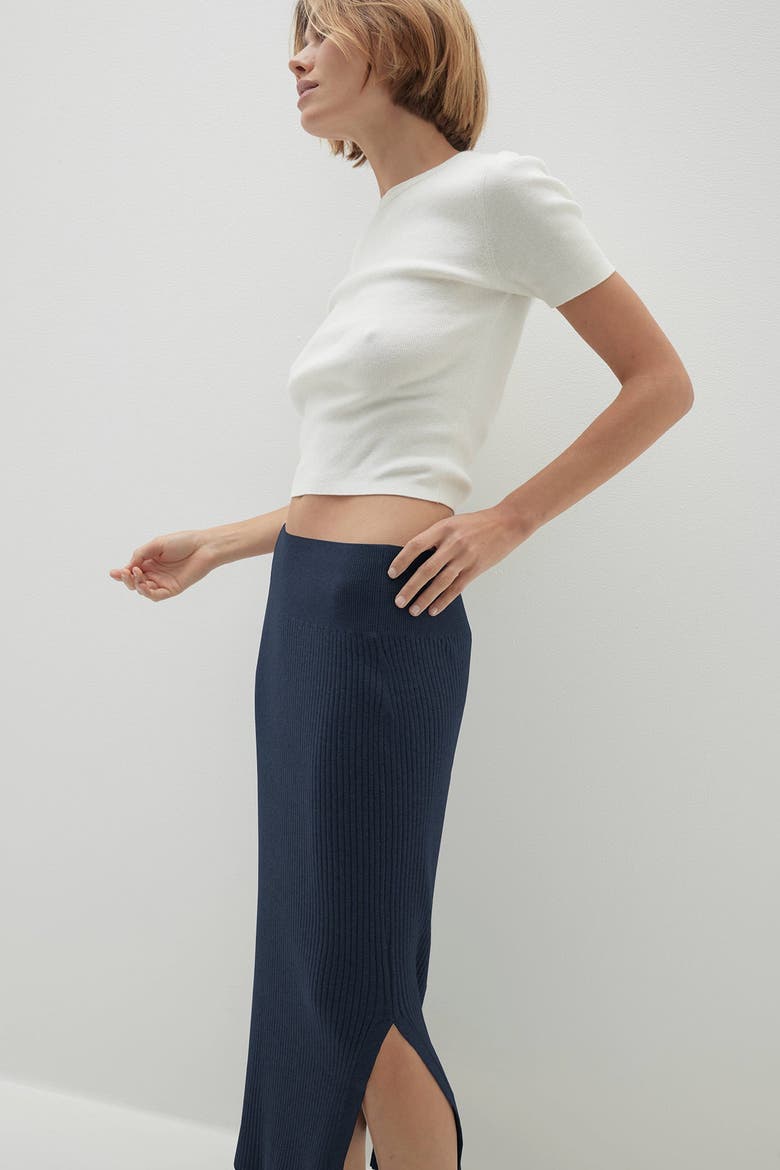 Aubrie Midi Skirt, Alternate, color, Navy