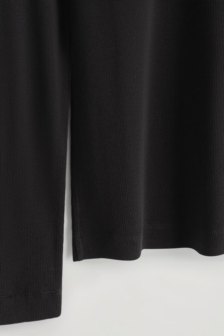 Ribbed Jersey Long-Sleeved Top, Alternate, color, BLACK