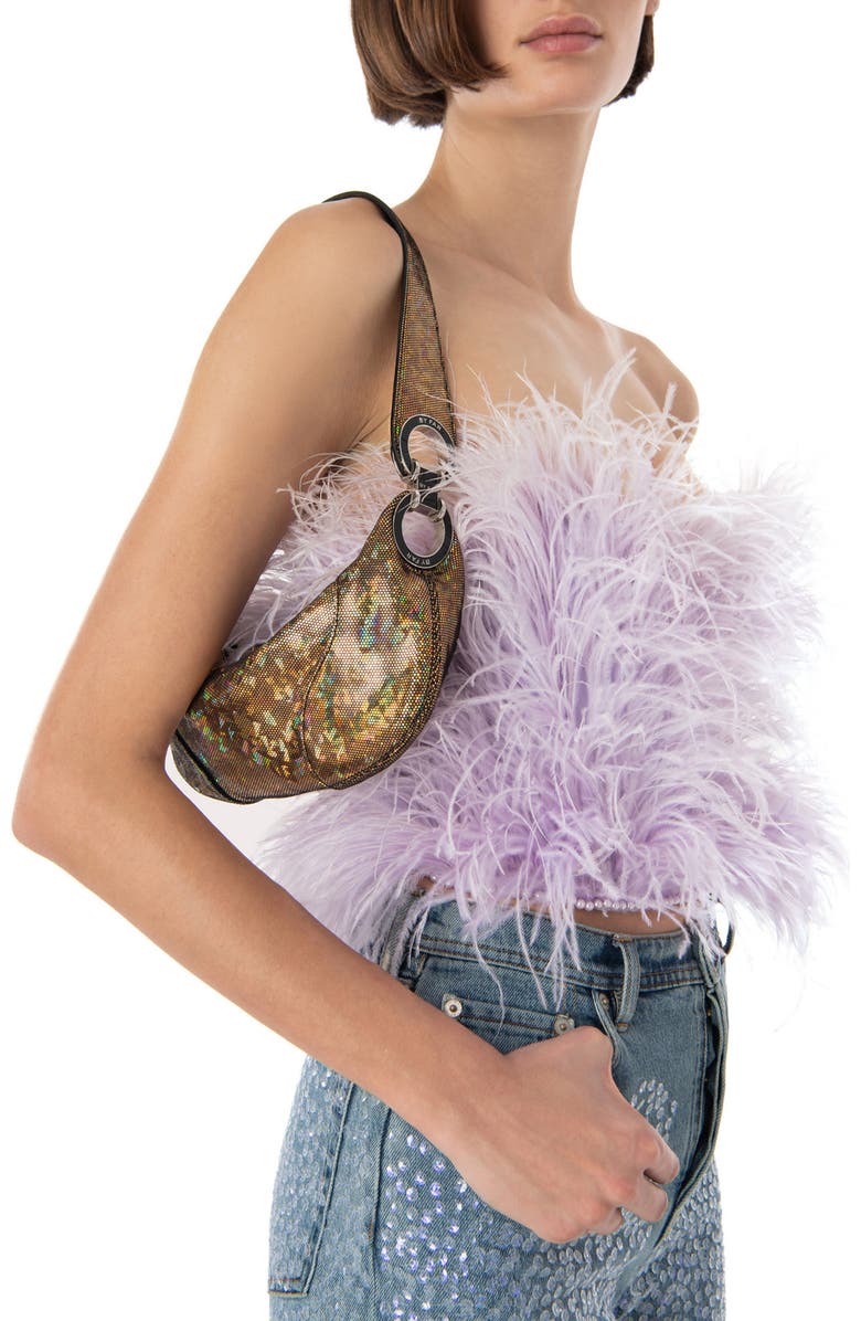 By Far Amira Hologram Leather Shoulder Bag, Alternate, color,