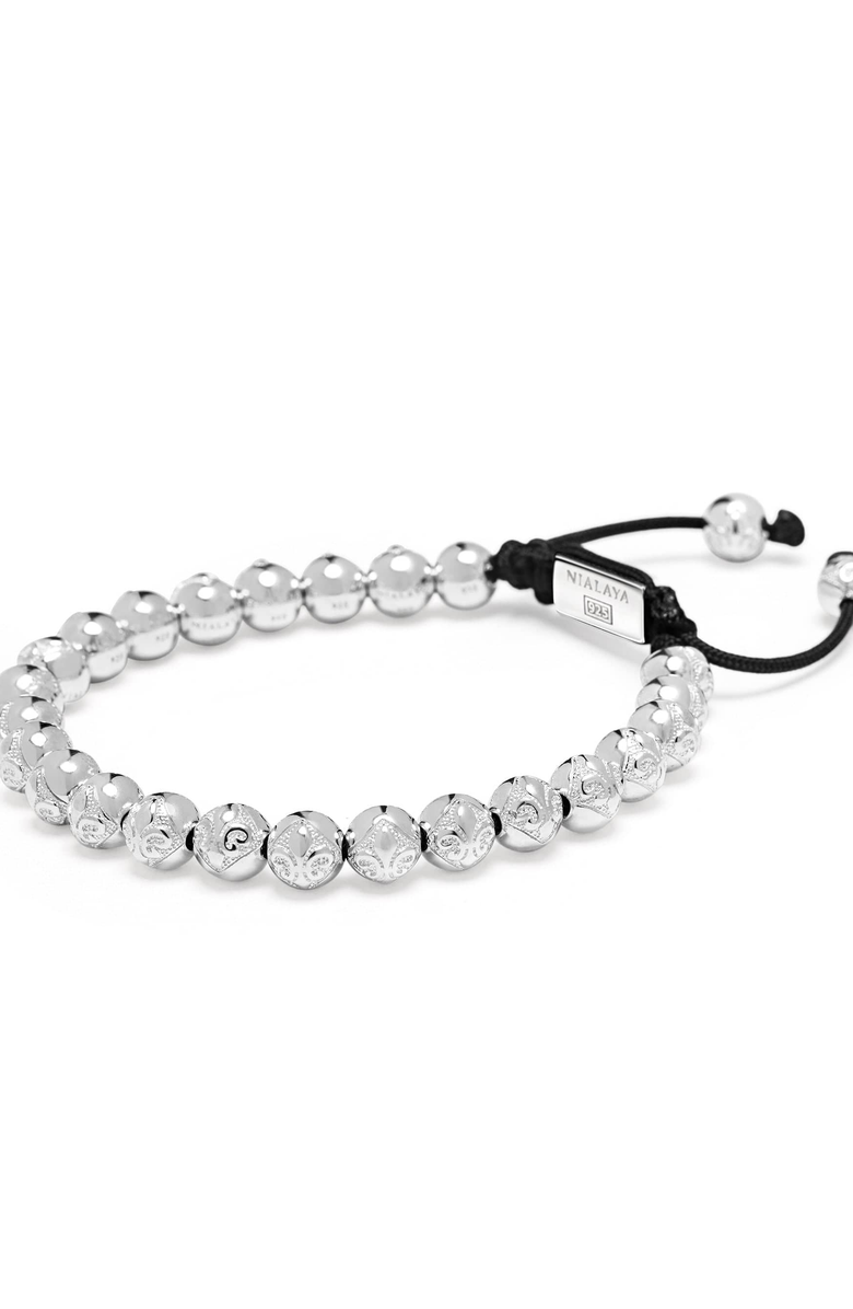 Nialaya Sterling Silver Beaded Bracelet, Alternate, color, Silver