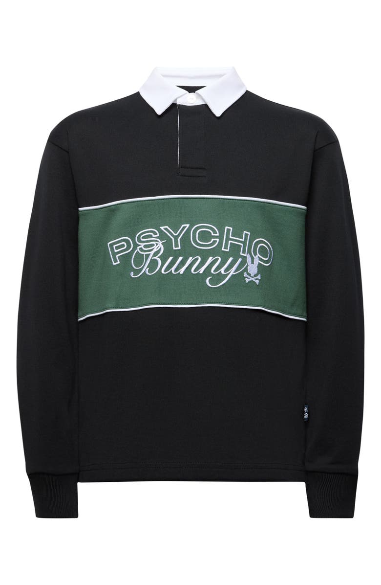 Psycho Bunny Kids' Enzo Long Sleeve Rugby Polo, Main, color, Black