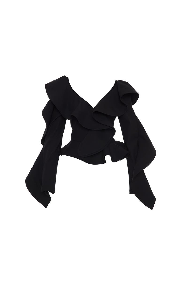 THEO The Label Gaia Ruffle Shoulder V-Neck Top, Main, color,