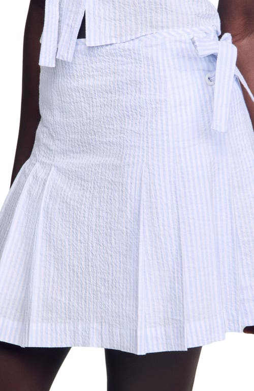Sandro Short Striped Skirt In Ciel/blanc