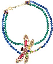 EYE CANDY LOS ANGELES Crystal Dragonfly Agate Beaded Statement Necklace
