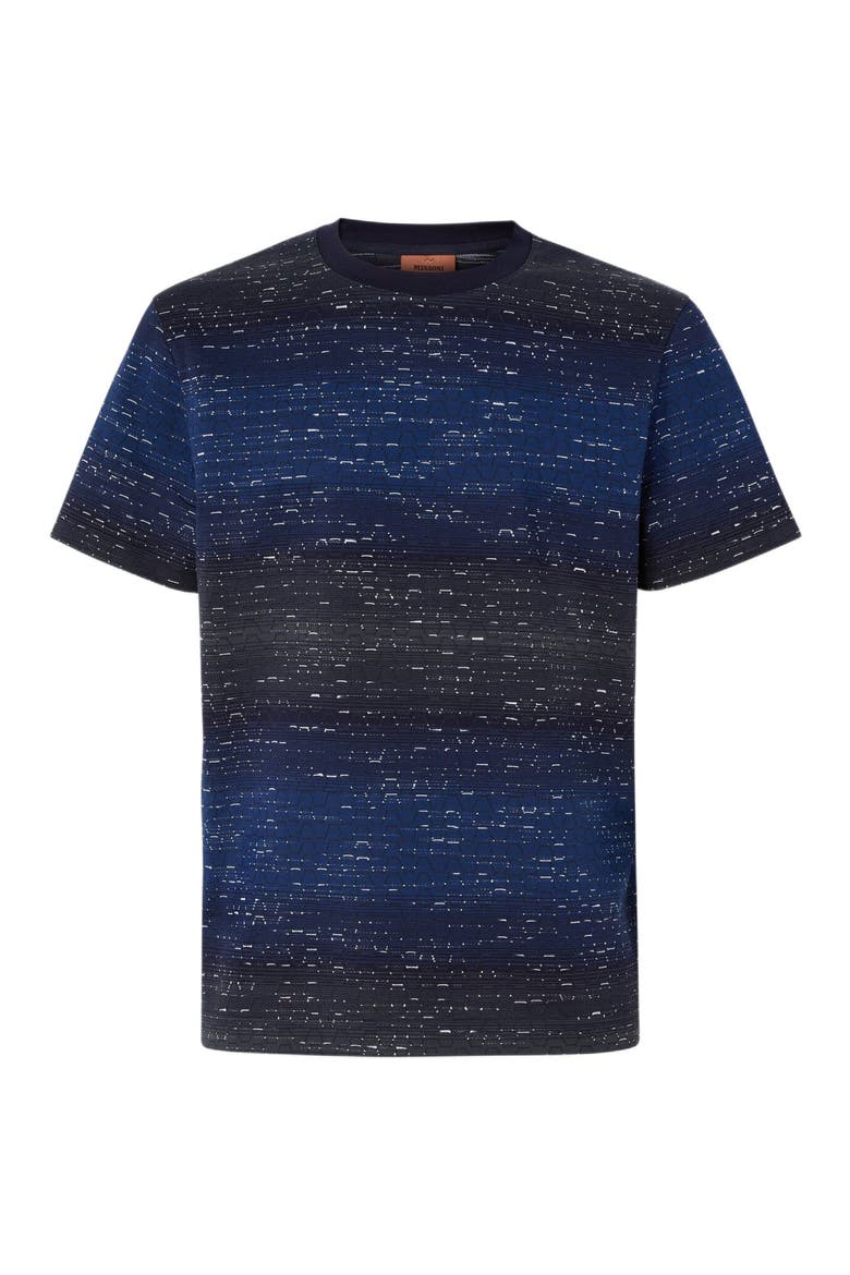 Crew-neck Cotton T-shirt With Jacquard Greek Motif, Alternate, color, Blue Multi