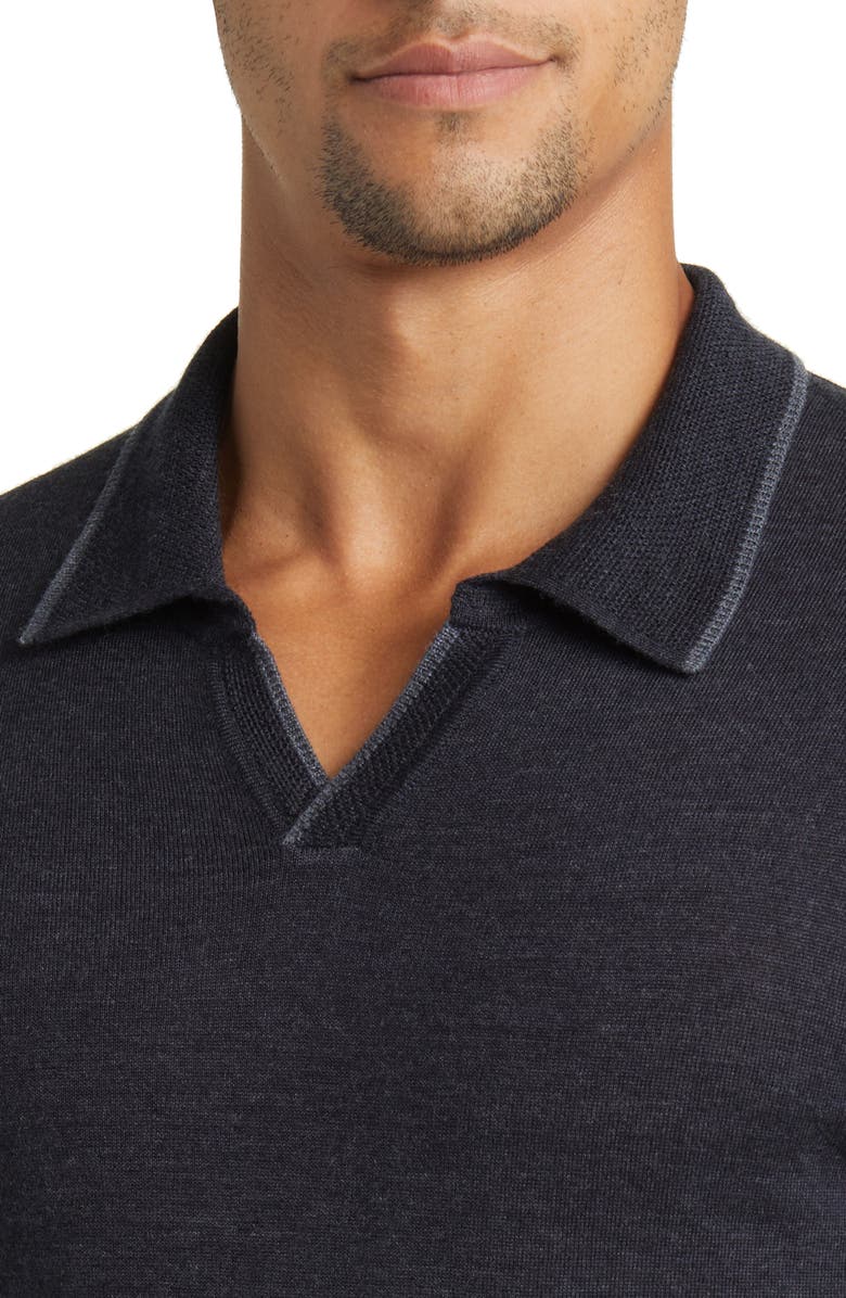 Robert Barakett Hollow Wood Johnny Collar Wool Polo Sweater, Alternate, color,