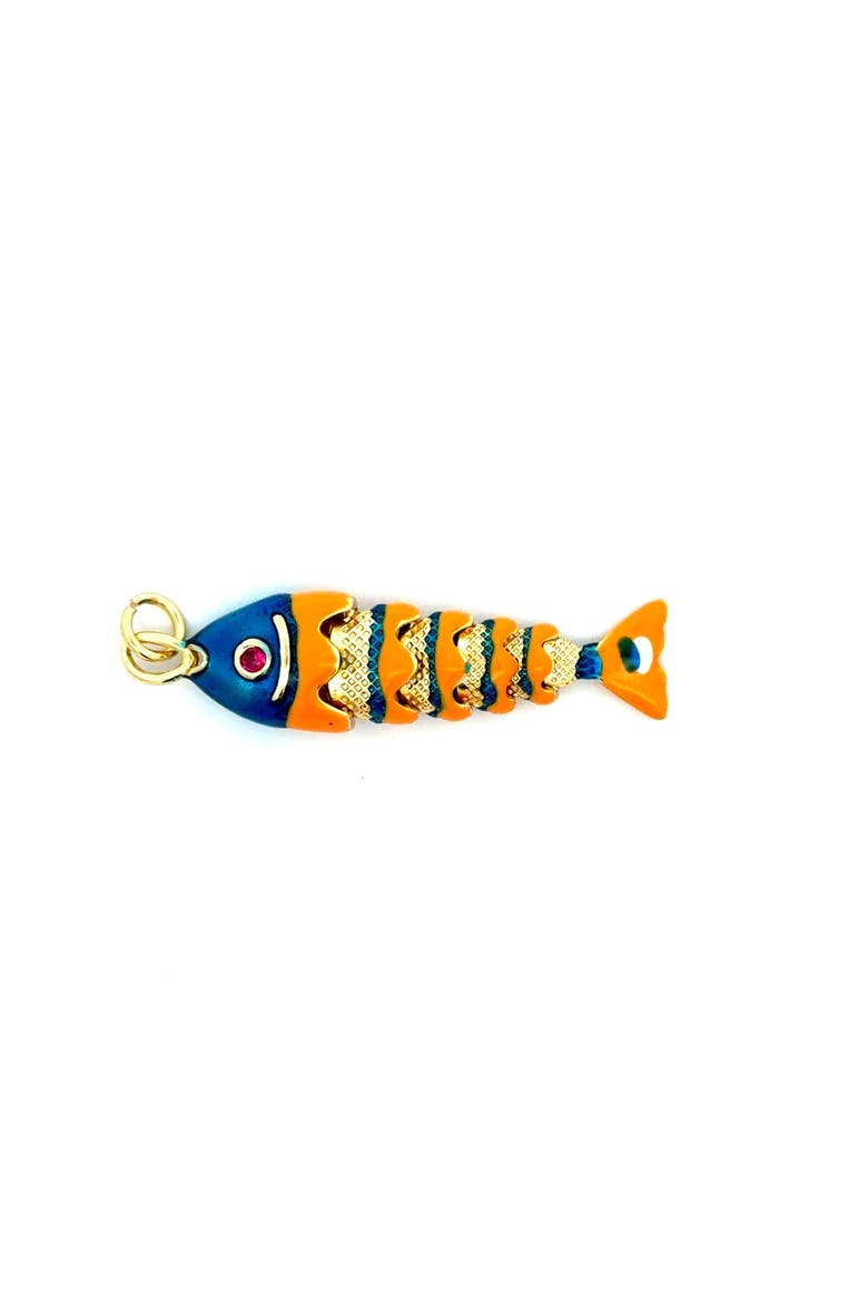 Articulated Enamel Fish Pendant, Main, color, orange