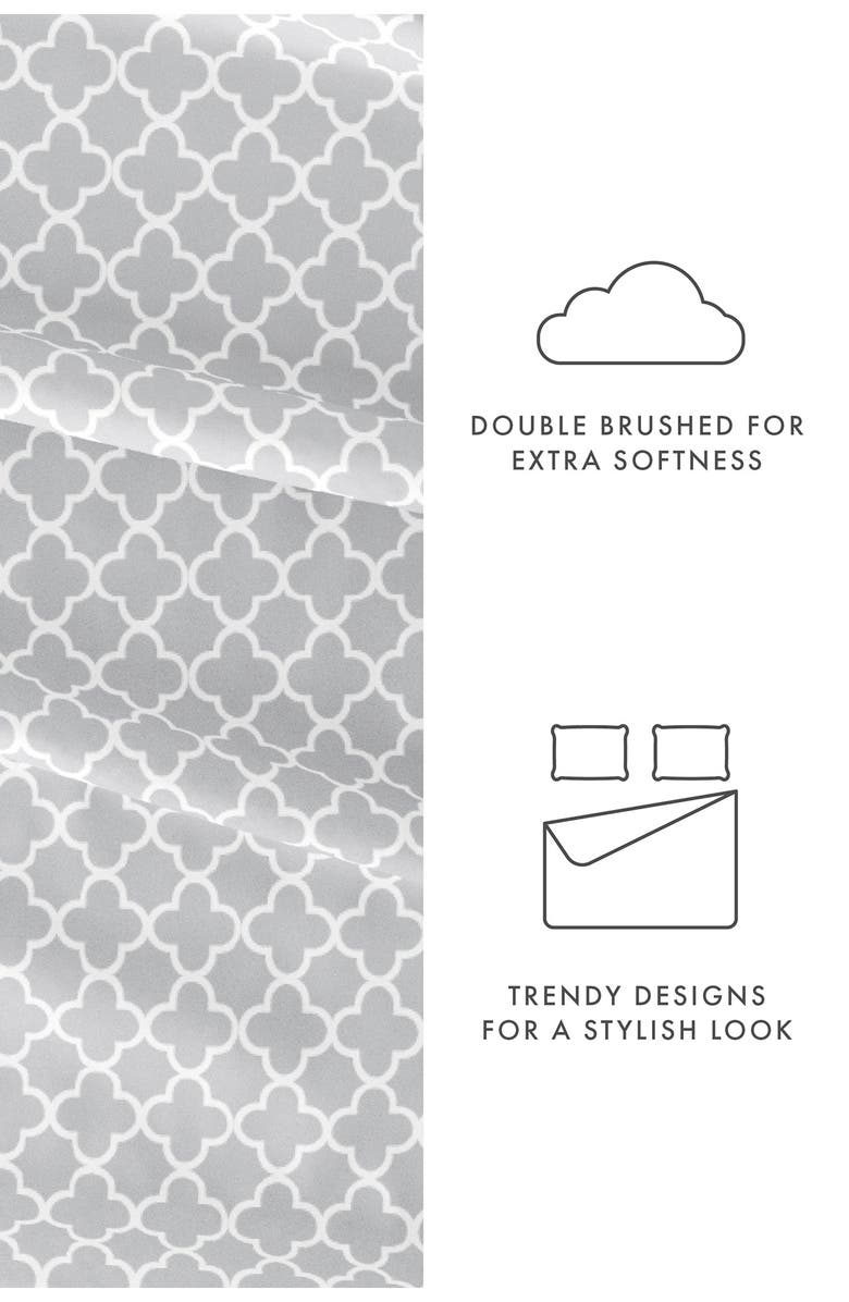 HOMESPUN HOME SPUN Premium Ultra Soft Quatrefoil Pattern 4-Piece Bed Sheet Set, Alternate, color, Gray