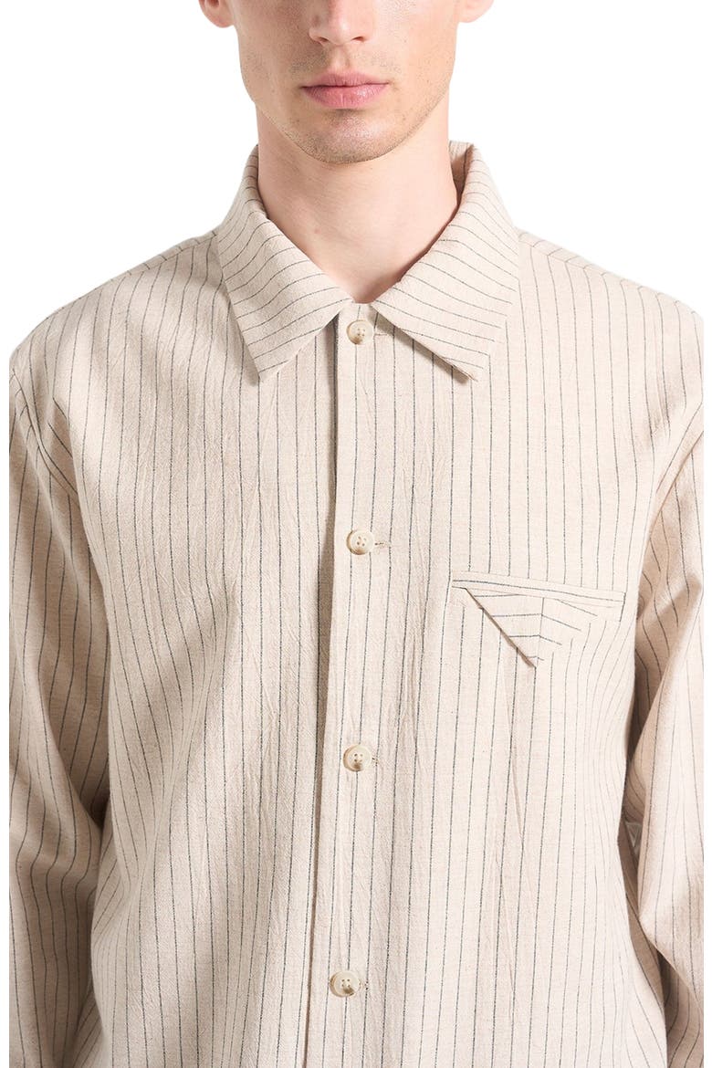Leo Pinstripe Overshirt, Alternate, color, Beige