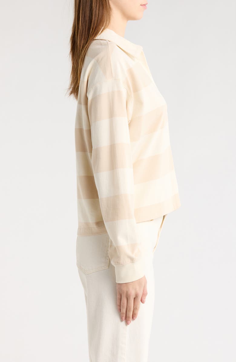 Marine Layer Luxe Rugby Stripe Sueded Cotton Top, Alternate, color, Tonal White Stripe