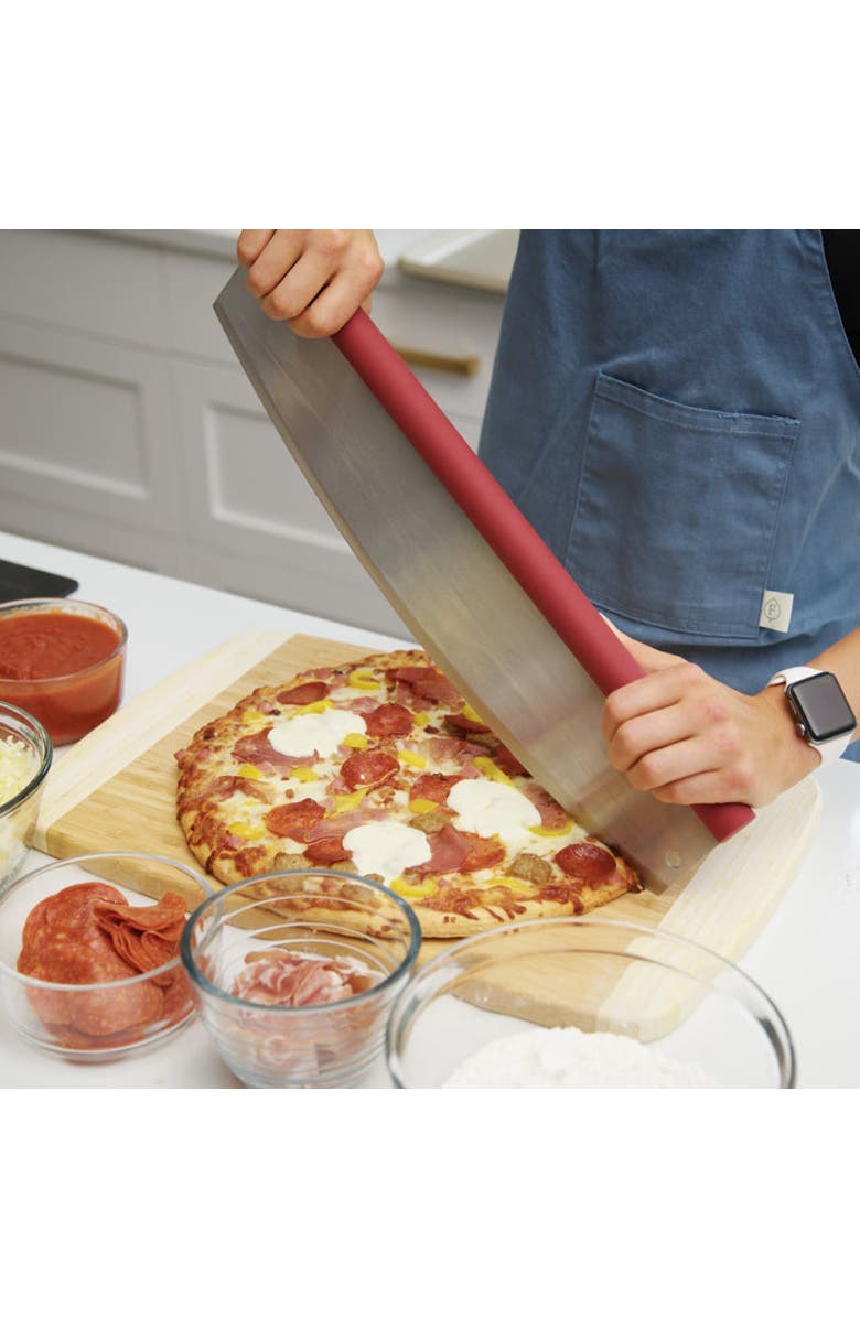 Old Stone Pizza Rocker with Comfort Grip Handle, 18-Inch, Alternate, color, Red/Silver