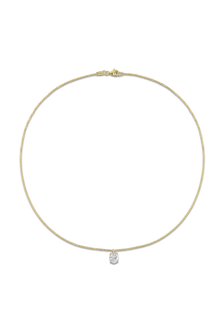 Lab Grown Diamond Oval Solitaire Necklace 14K, Alternate, color, Yellow Gold