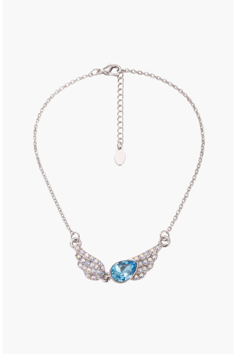 Teardrop Angel Wing Pendant Necklace, Main, color, Aqua