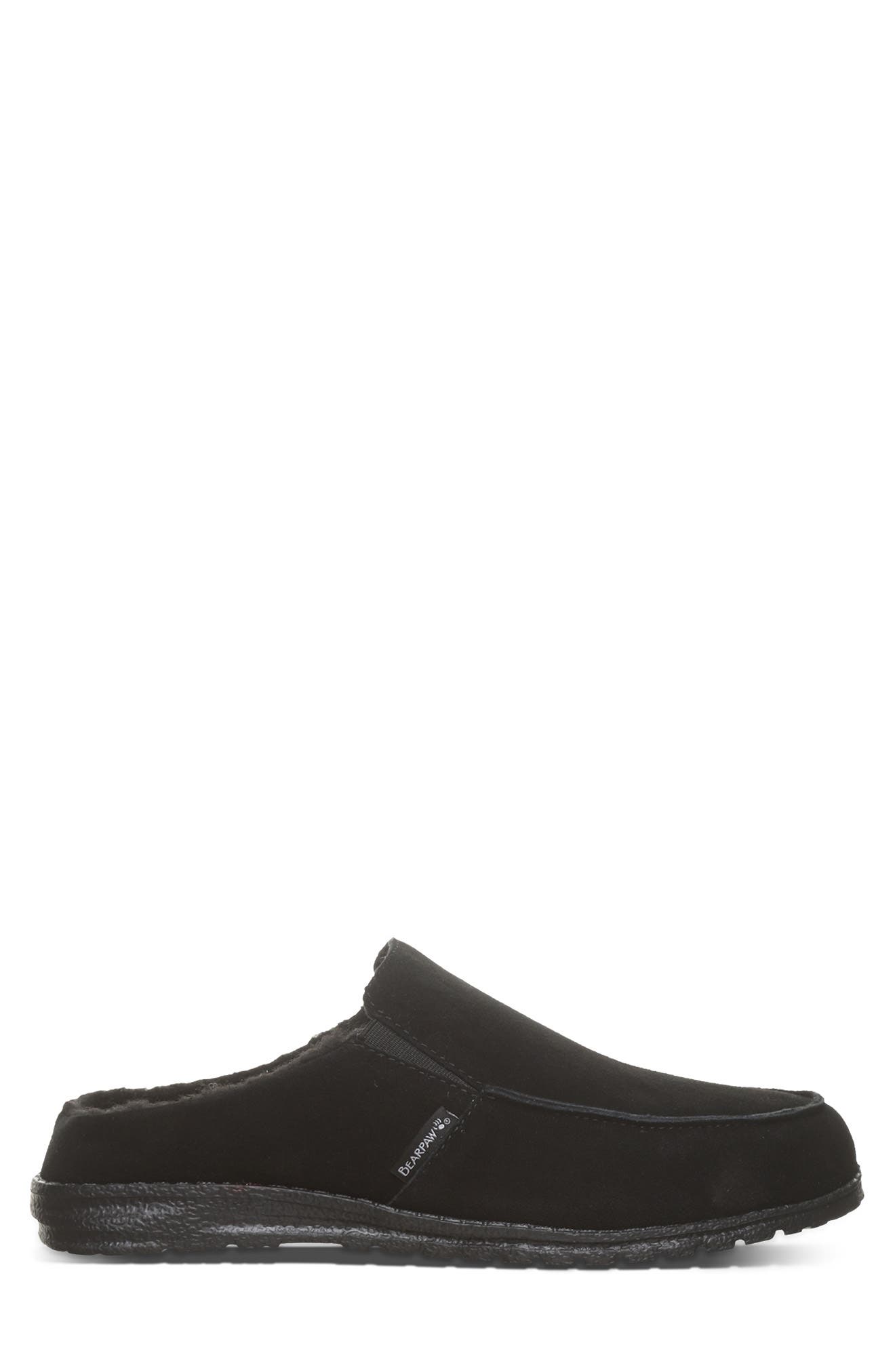 BEARPAW Joel Faux Fur Lined Slipper, Alternate, color, Black