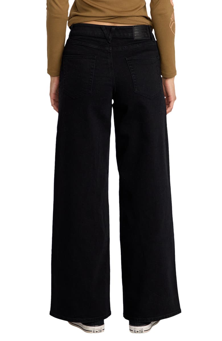 Volcom Stoned Low Rise Wide Leg Jeans, Alternate, color, Black Out