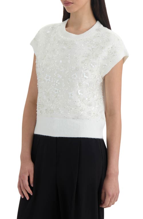 Nvlt Embellished Short Sleeve Sweater In White