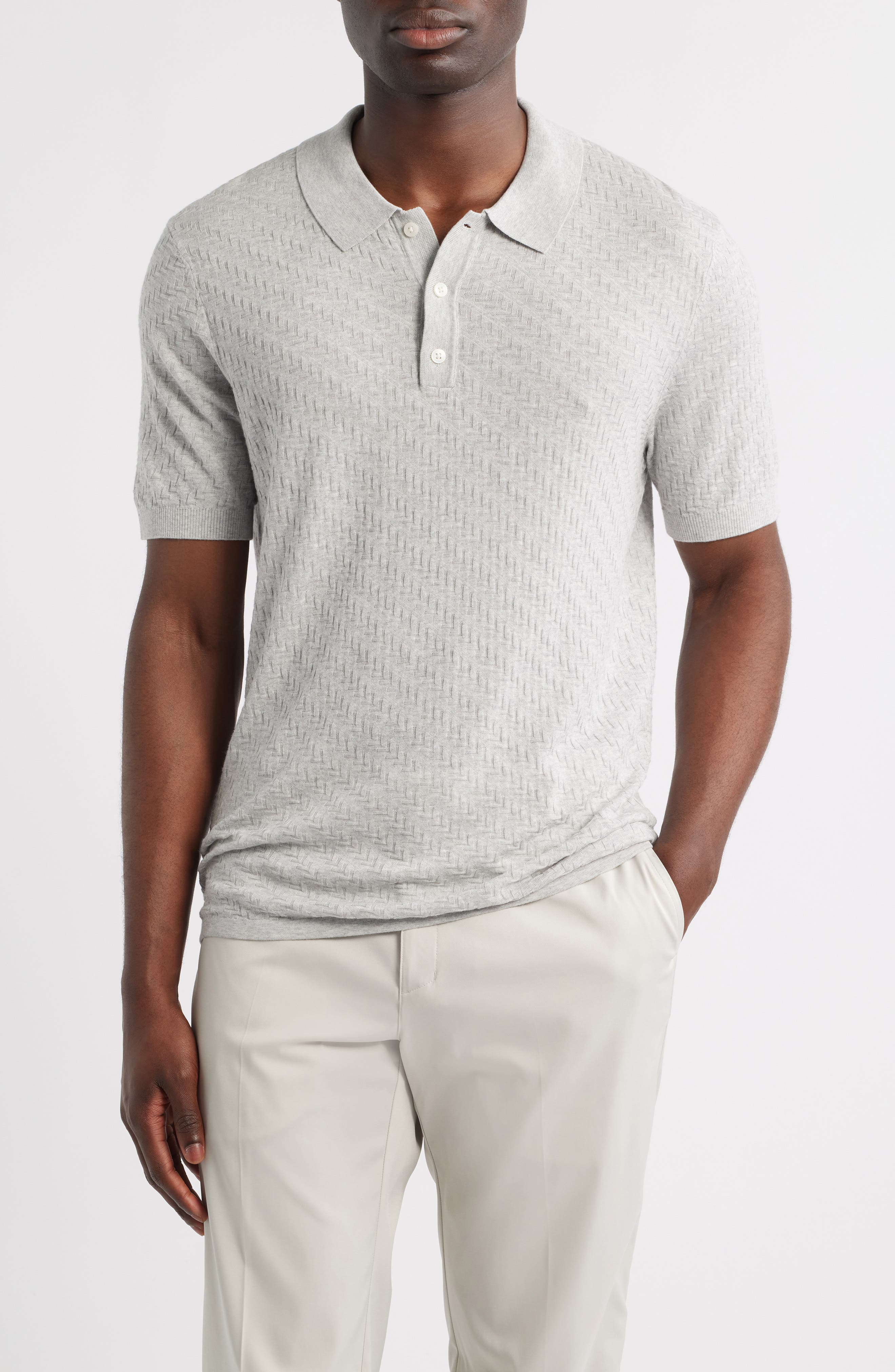 Skelling Textured Polo Sweater