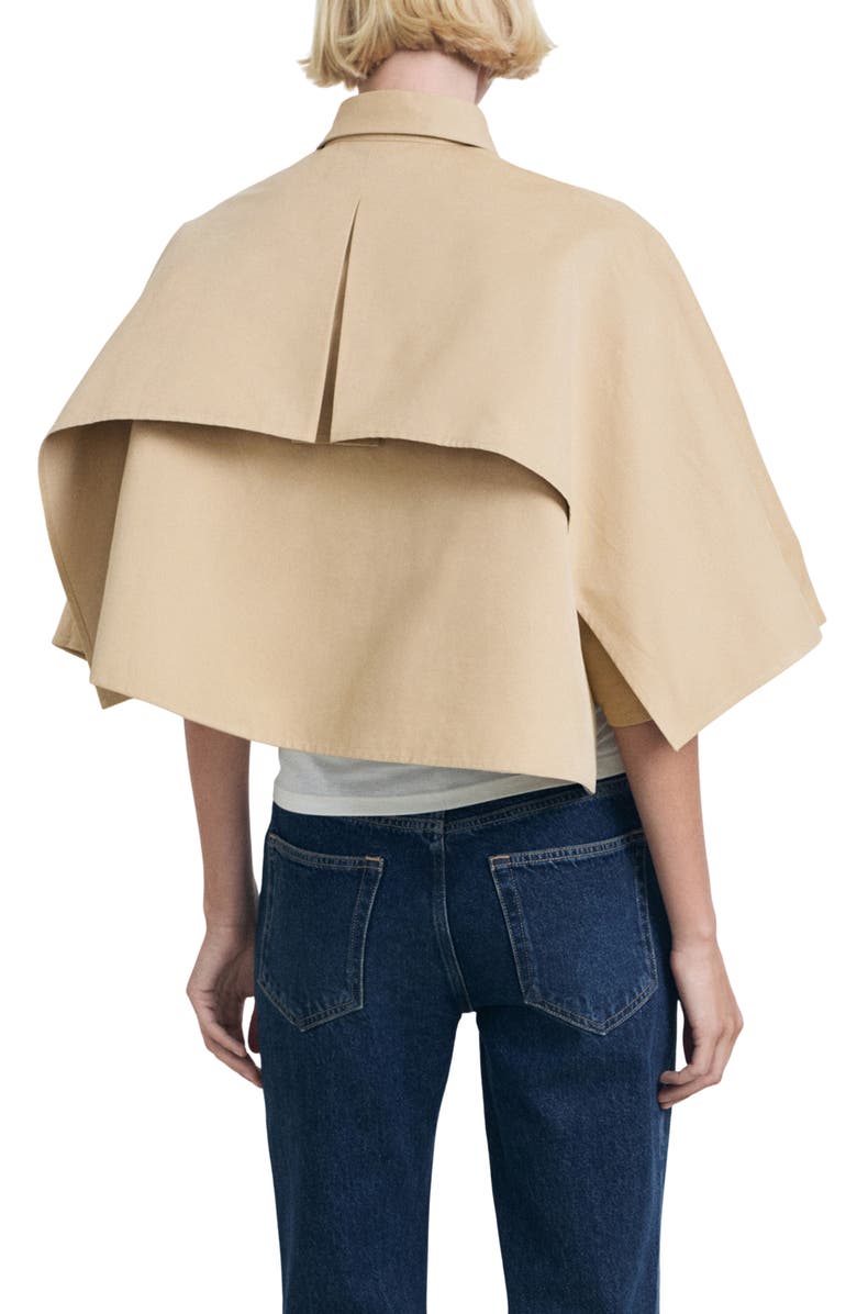 MANGO Cape Cotton Blend Trench Jacket, Alternate, color, Medium Brown