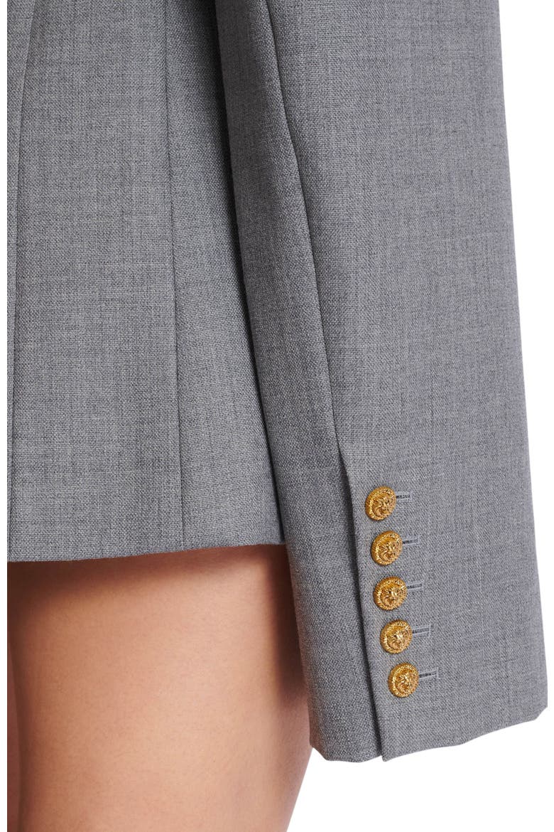 Short jacket dress in draped wool, Alternate, color, grey