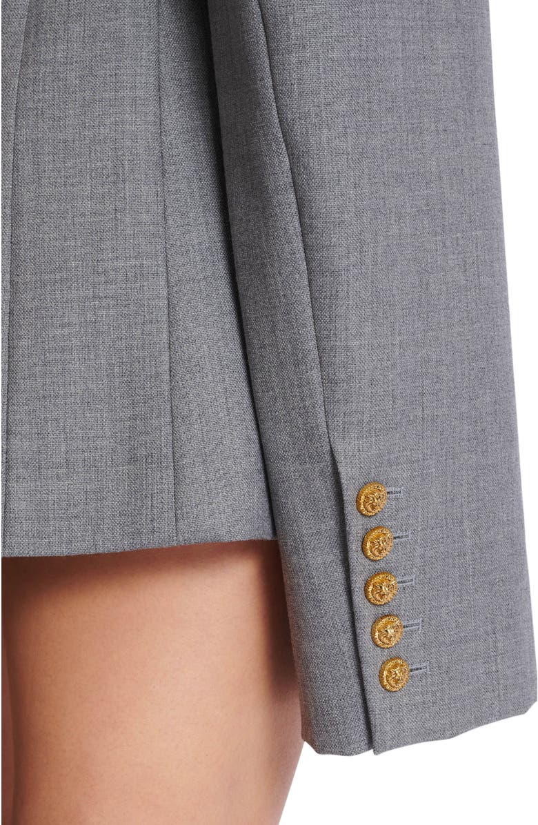 Balmain Short jacket dress in draped wool, Alternate, color, Grey