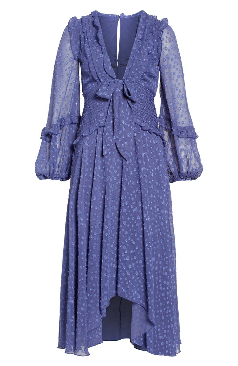 ASOS DESIGN Ruffle Long Sleeve A-Line Midi Dress, Alternate, color, 