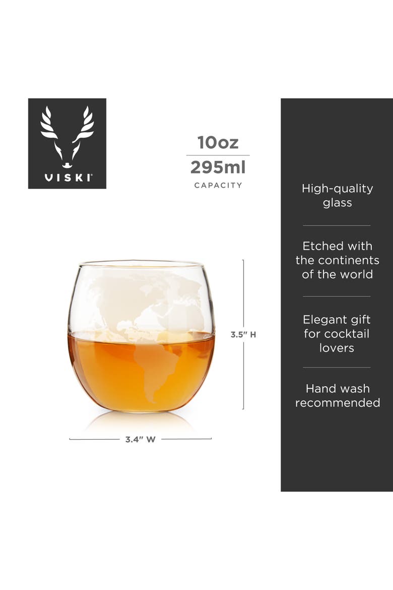 Globe Whiskey Tumblers Set of 2, Alternate, color, Clear