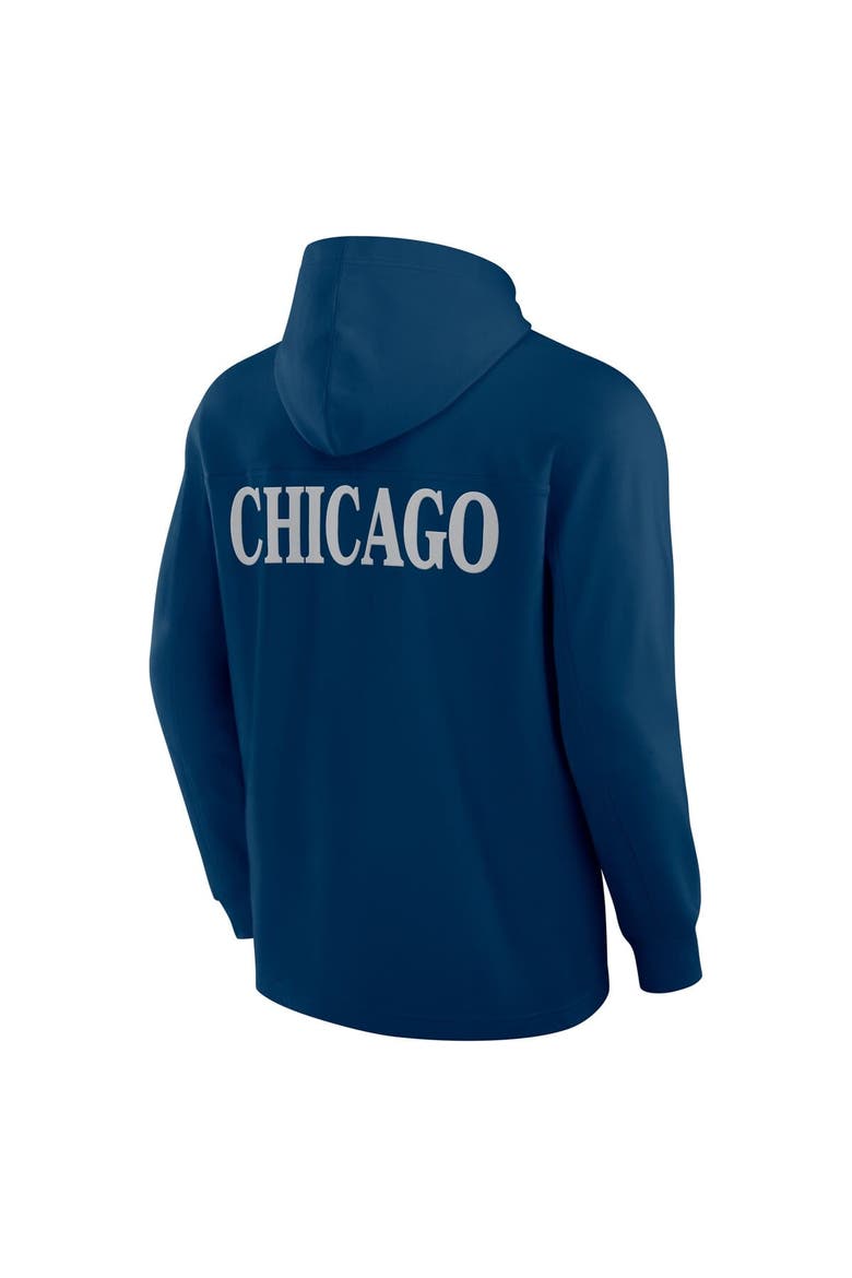 Men's Fanatics Navy Chicago Bears Elements Blaze Tri-Blend Long Sleeve Hoodie T-Shirt, Alternate, color, Navy