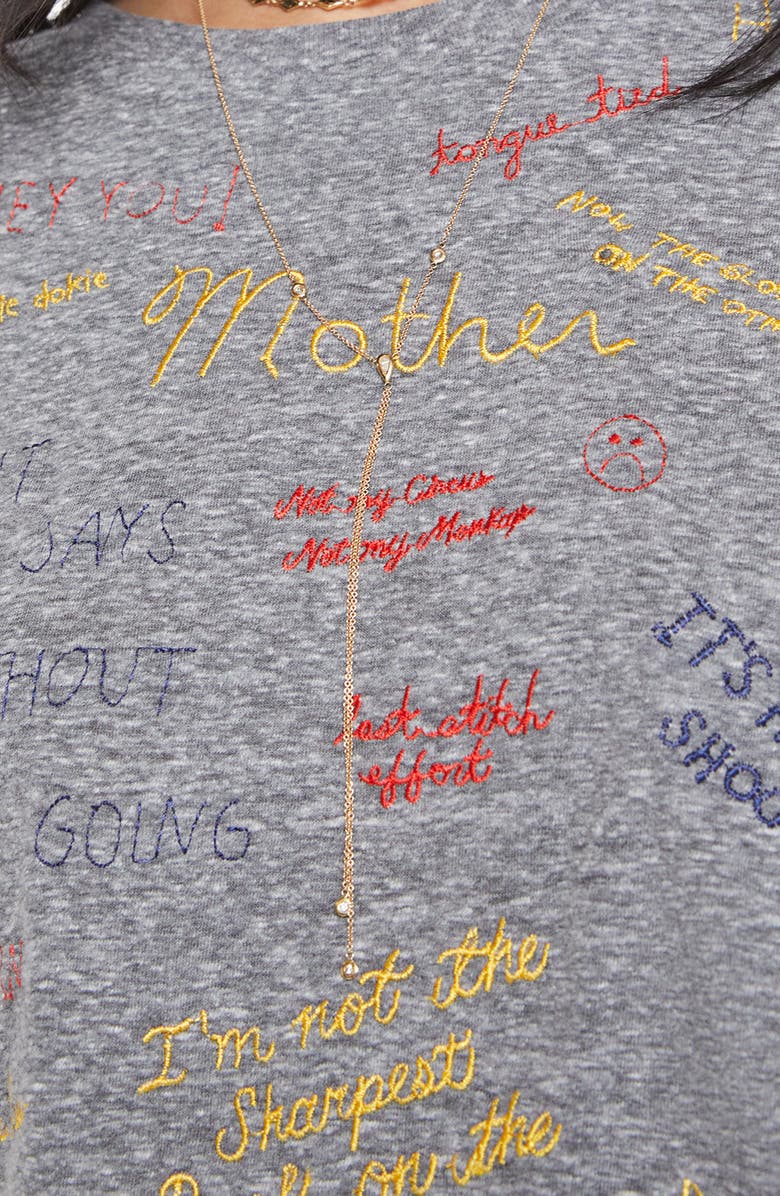 MOTHER The Boxy Goodie Goodie Appliqué Better Luck Graphic T-Shirt, Alternate, color, Tongue Tied