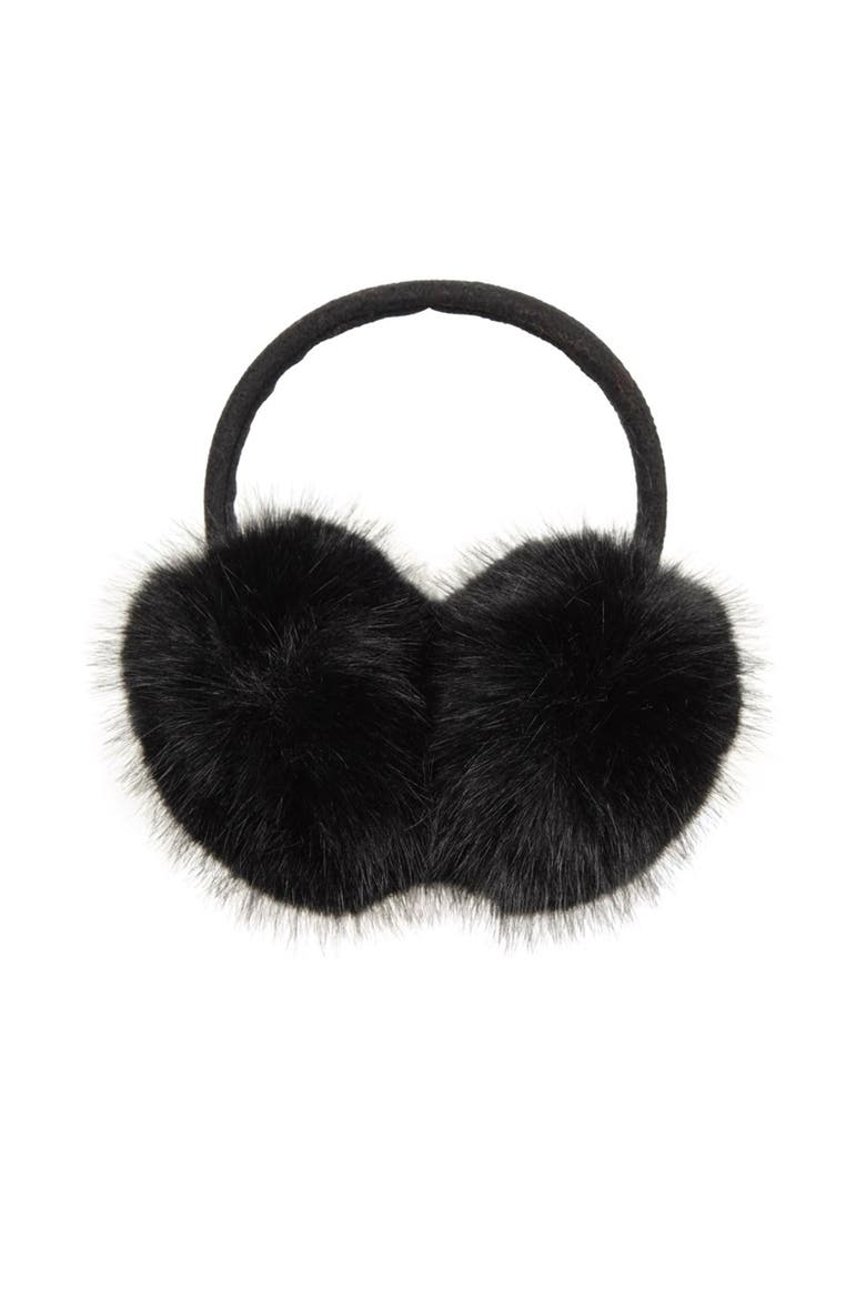 Faux Fur Earmuffs, Alternate, color, Black
