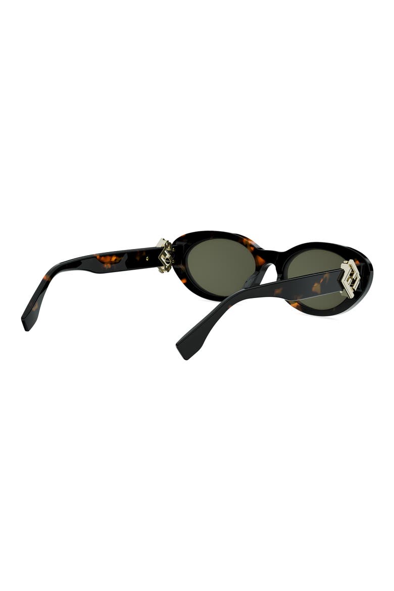 'Fendi Diamonds 53mm Oval Sunglasses, Alternate, color, DARK HAVANA / GREEN