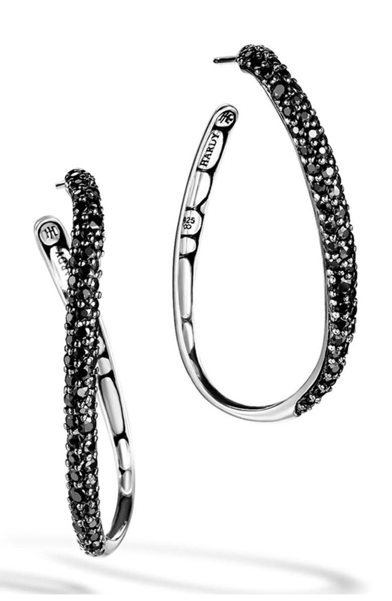 John Hardy Sterling Silver Kali Lava Hoop Earrings, Main, color,