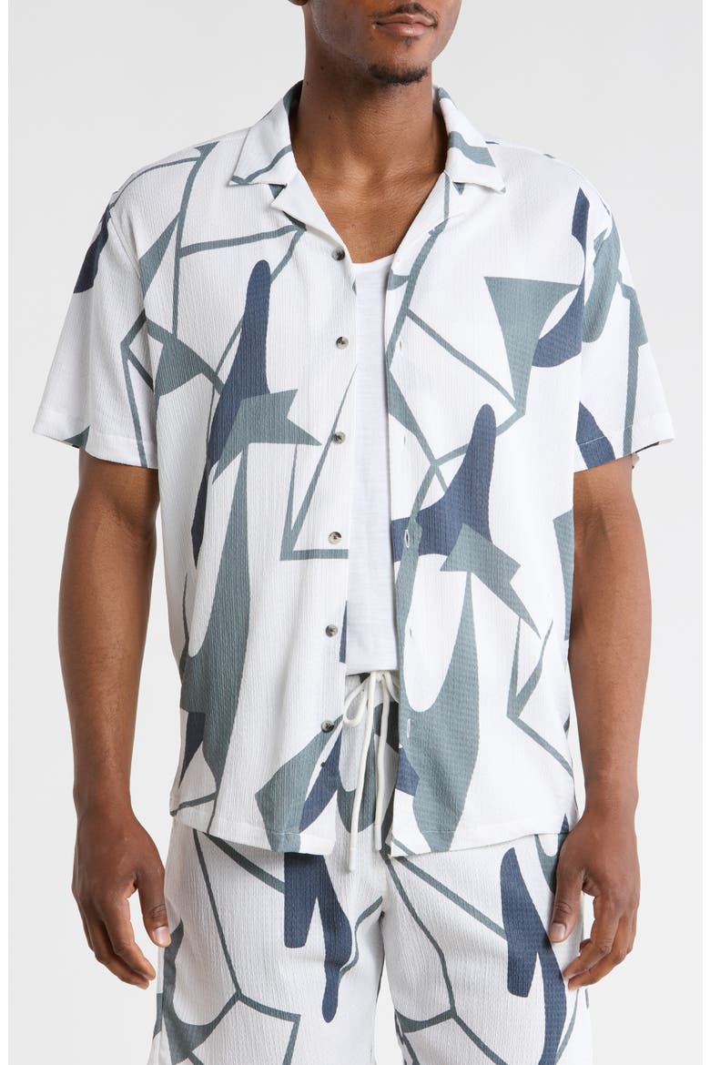 Abstract Print Camp Shirt, Main, color, WHITE