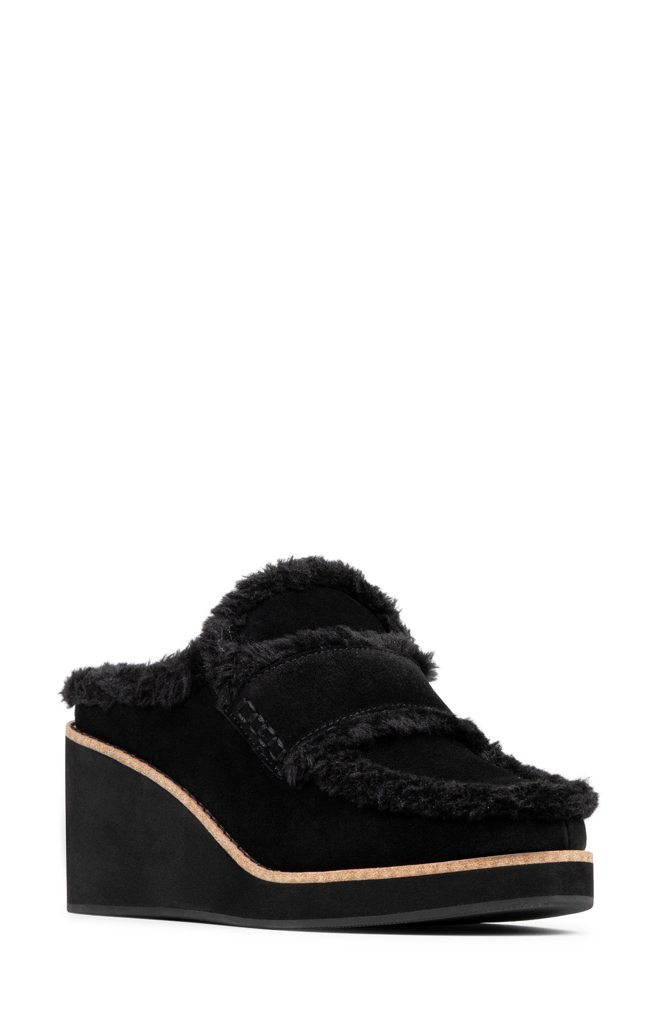 Faux Shearling Lined Wedge Clog